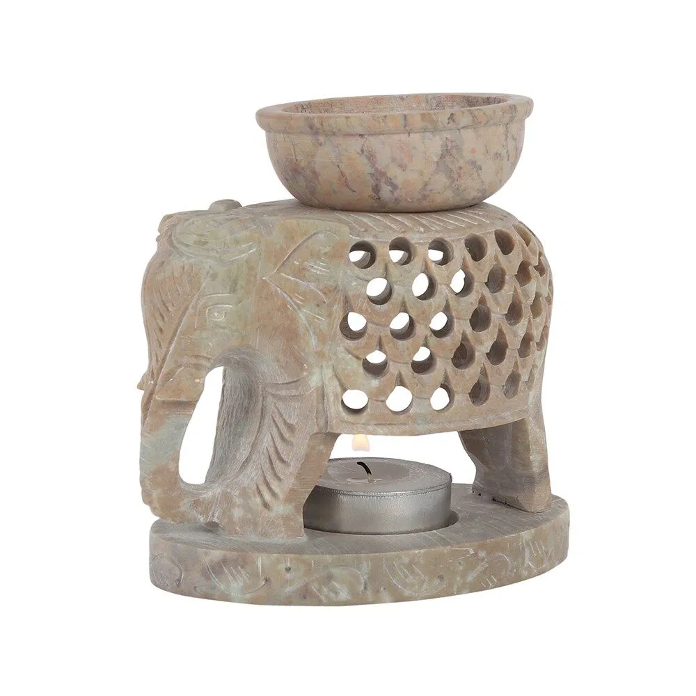 DOWNWARD ELEPHANT SOAPSTONE OIL BURNER