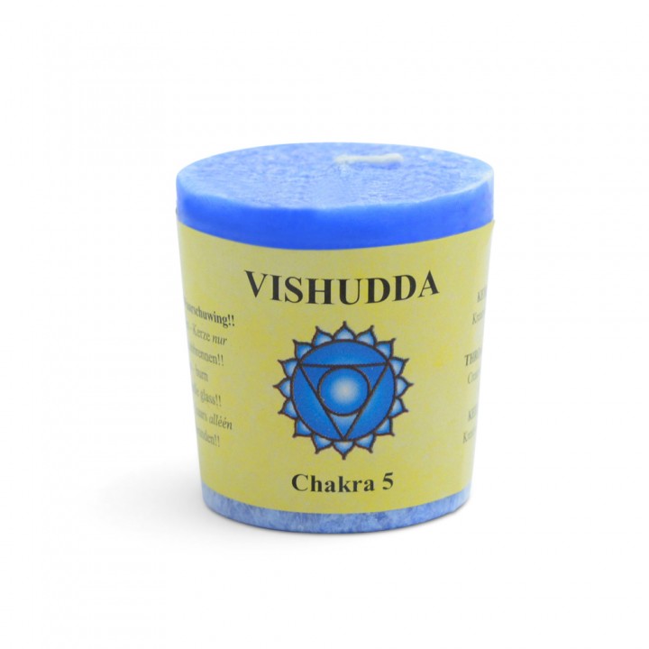 This candle has an aroma of Moroccan Rose and Chamomile and supports the Throat Chakra Vishudda. The Throat Chakra embodies creativity and is the centre of communication and self-expression. It is made from pure plant wax with different natural essential oils. This candle is produced using ‘stearin’ or palm wax and which includes 3% of pure essential oils. Stearin is a renewable source that can be replanted and makes the candle burn very clean and smokeless. The wick used in the candle is pure cotton and as a result of this, you tend to have a very steady bright flame and no waste-product as the candle burns itself out. The candle is paraffin free and has no metal-lead, zinc contents or any animal derived ingredients. 100% pure natural Palm Wax is made from fruit berries of the palm oil tree. This same high quality palm tree oil can be found in hand lotions, shampoos and cosmetics. It’s the purest non-GMO food quality wax. Palm Wax is made just like essential oils simply pressed and distilled. Soy and paraffin candles involve solvent extraction using petroleum chemicals like hexane.