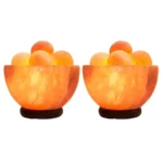 Himalayan Salt Fire bowl Lamp with Balls Twin Pack