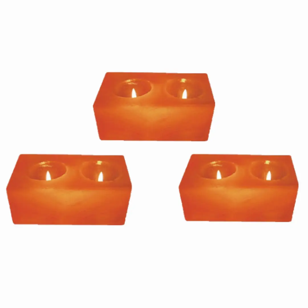 Salt Crafted Candle Holder Twin (Pack of 3) Salt Crafted Candle Holder Twin