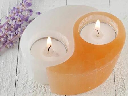 Selenite Ying And Yang Candle Holders