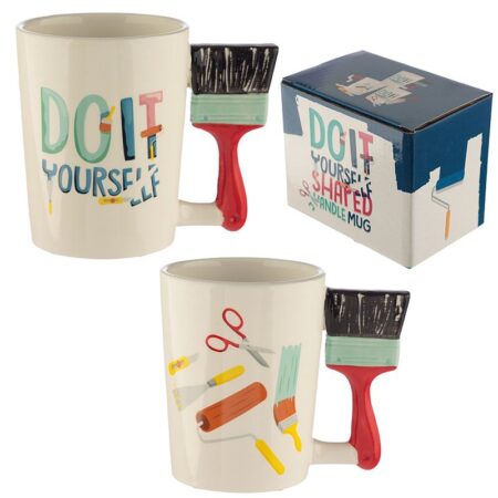 Paint Brush Shaped Handle Ceramic Mug