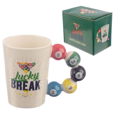 Lucky Break Pool Balls Shaped Handle Ceramic Mug