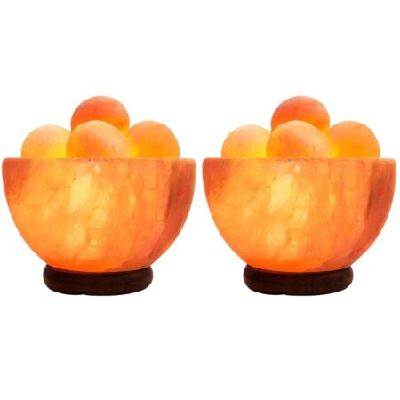 Himalayan Salt Fire bowl Lamp with Balls Twin Pack